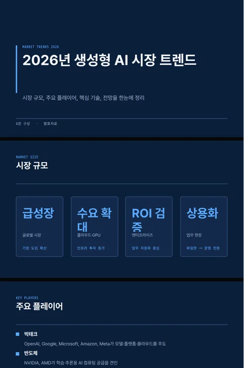 표지와 시장 규모, 주요 플레이어 장표로 이어지는 발표자료